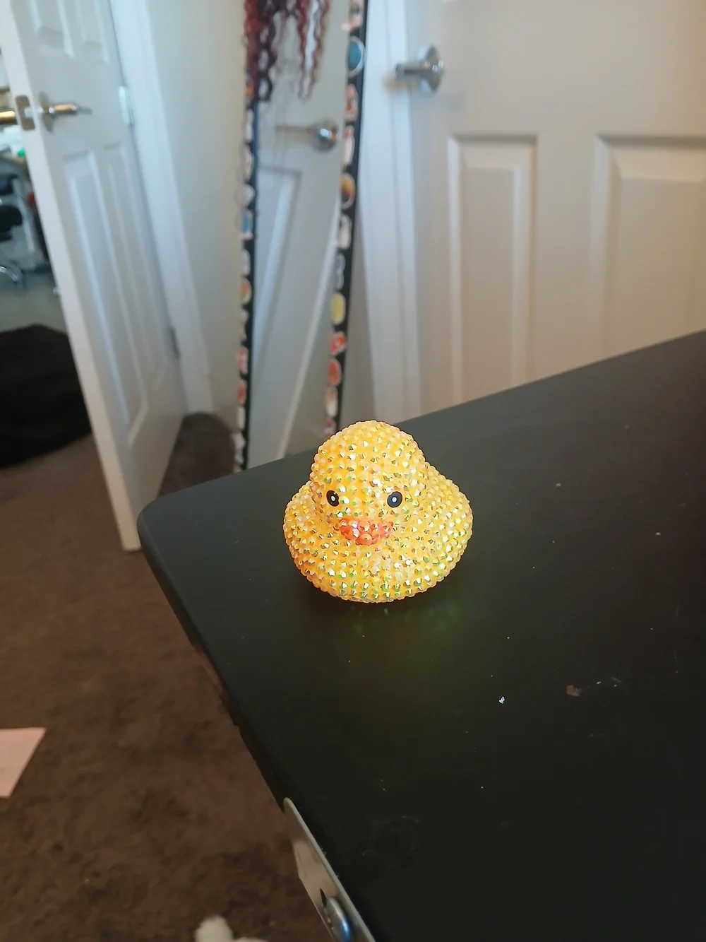 Yellow Rhinestone Rubber Duck Plush Accent for Small Pets